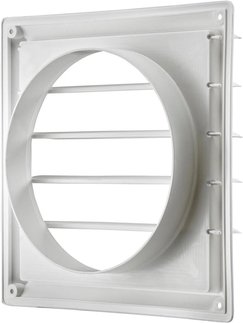 Lambro Industries, Inc.-8" White Plastic Louver Vent (Price Per Piece). Item #363W, outside dimensions are 10.875" x 10.875". - Image 2