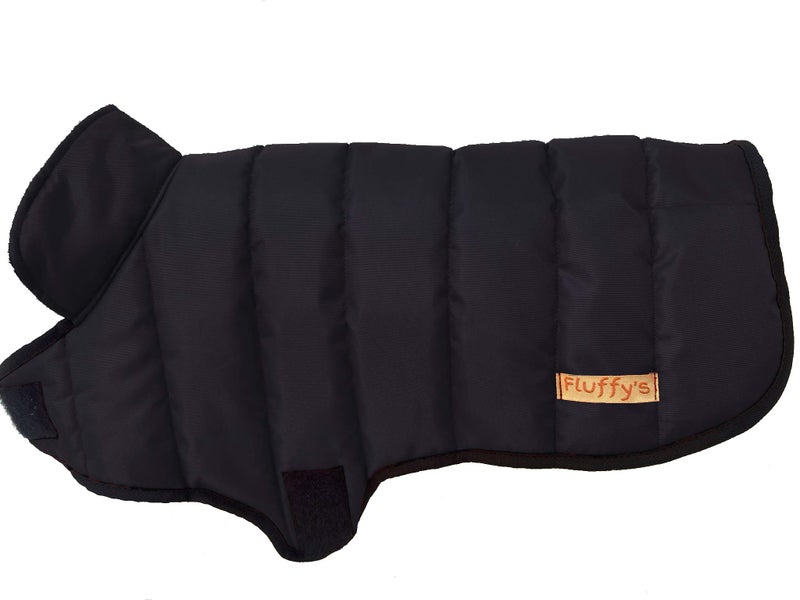 Fluffy's Luxurious Reflective Dog Cold Weather Coat Style Plaid Reversible Waterproof Windproof Pet Winter Warm Vest, Cozy Cotton Lined Stand-up Collar Outdoor Jacket (Back Length (20 inch), Black) - Image 1