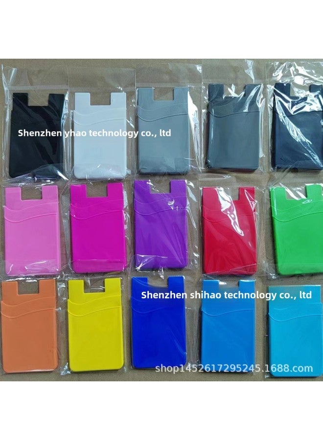 3M Silicone Card Case Single And Double Layer Mobile Phone Back Sticker Card Sticker Bus Card Bank Traffic Card Case Color Printing-Color:Double Layer Card Sticker (opp Bag)  - Image 1