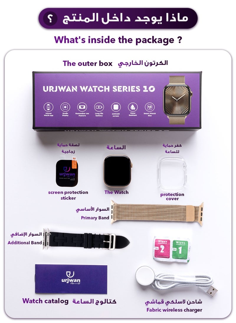 Smartwatch 10th Gen – Gold, 46mm | AMOLED Ultra-Clear Display, Photo Display Feature, Exclusive App, “Remember You” instance messaging, Slimmer Design with Reduced Bezels, New Colors with Extra Strap, Call & Notification Support.