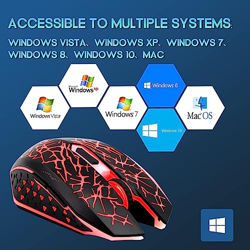 VEGCOO C12 Wireless Gaming Mouse,Rechargeable Mice Silent Click Cordless Mouse with 6 Buttons PC Gaming Mice Advanced Technology with 2.4GHZ Up to 2400DPI for PC Laptop (Red) - Image 5