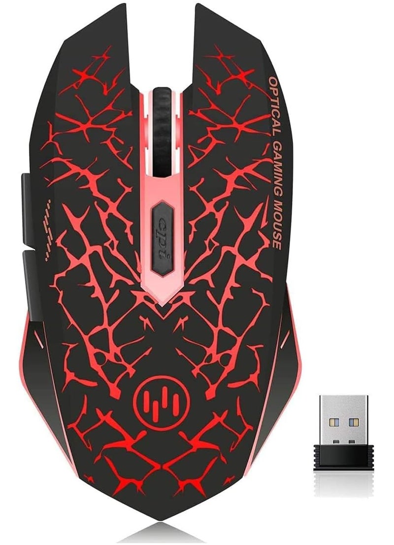 VEGCOO C12 Wireless Gaming Mouse,Rechargeable Mice Silent Click Cordless Mouse with 6 Buttons PC Gaming Mice Advanced Technology with 2.4GHZ Up to 2400DPI for PC Laptop (Red) - Image 1