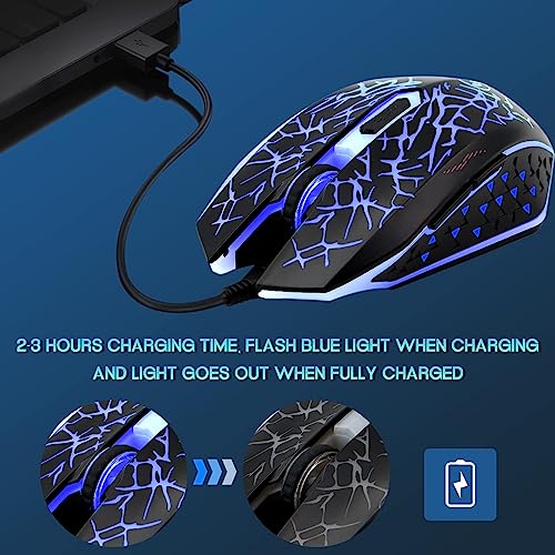 VEGCOO C12 Wireless Gaming Mouse,Rechargeable Mice Silent Click Cordless Mouse with 6 Buttons PC Gaming Mice Advanced Technology with 2.4GHZ Up to 2400DPI for PC Laptop (Red) - Image 3