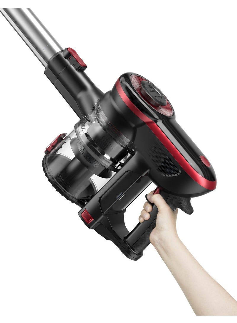 بلاتينيوم CV-1385 مكنسة كهربائية لاسلكية سويفت بلس مع نظام حماية من السخونة الزائدة، حجم الخزان 0.5 لتر، سرعتين، 250 واط - اسود/احمر - Image 5