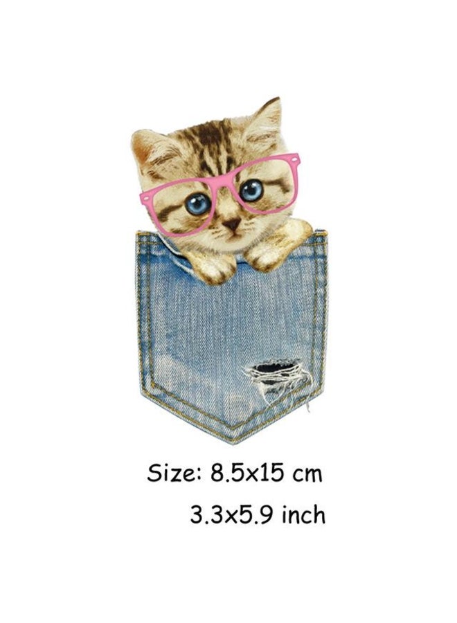 Generic Cat Stickers Pockets Style Heat Transfer Patches DIY Sweet Washable 3D Iron On Parches For Jeans 