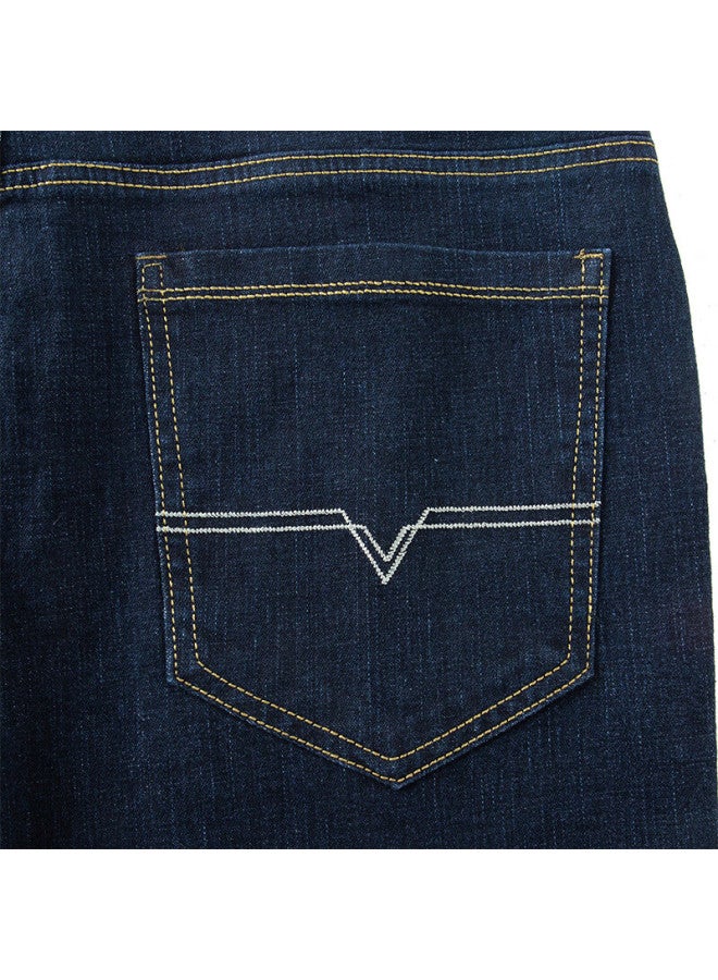 Tucano Men's Four Seasons Solid Color Business Casual Wrinkle-resistant Stretch Slim Fit Long Pants Men's Jeans Blue 31 - Image 1