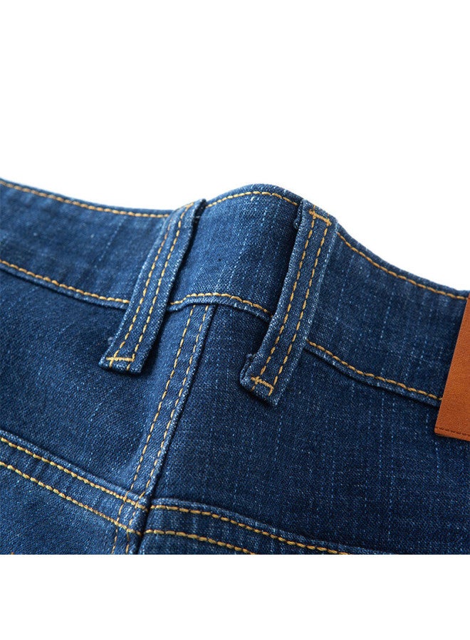 Tucano Men's Four Seasons Solid Color Business Casual Wrinkle-resistant Stretch Slim Fit Long Pants Men's Jeans Blue 31 - Image 3