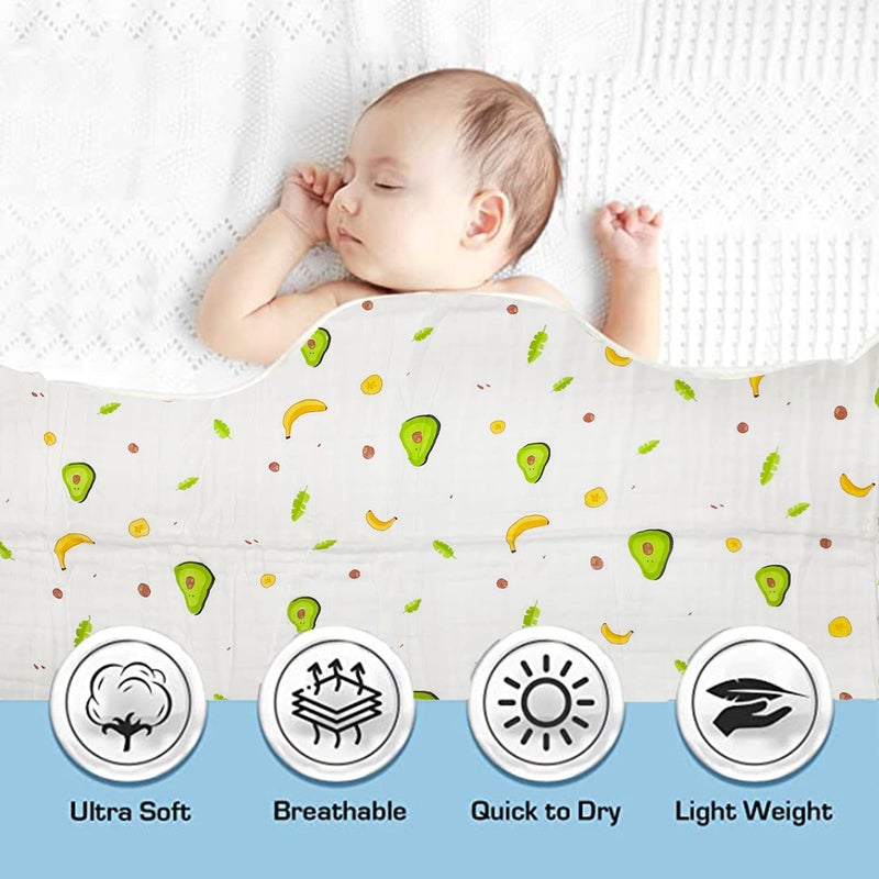 SYGA 110CM Baby Swaddle Blankets 6 Layer Muslin Swaddle Wrap 100% Cotton Stroller Cover Receiving (Avocado) - Image 5
