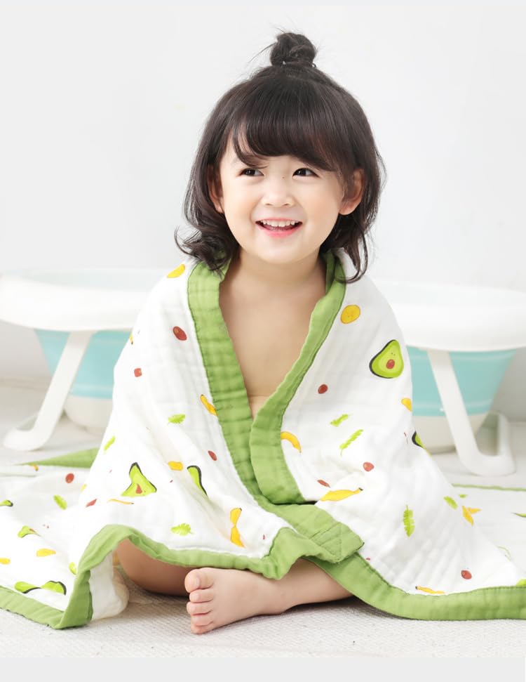 SYGA 110CM Baby Swaddle Blankets 6 Layer Muslin Swaddle Wrap 100% Cotton Stroller Cover Receiving (Avocado) - Image 2