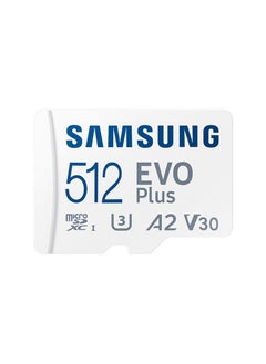 Samsung EVO Plus 512GB SD Card with Adaptor Micro Sd Card Memory Card Up to 130MB/s Expanded Storage For PS5 PS4 Switch Gaming Tablets Smart Phones Camera Security Camera GoPro Done Dash Cam 512 GB