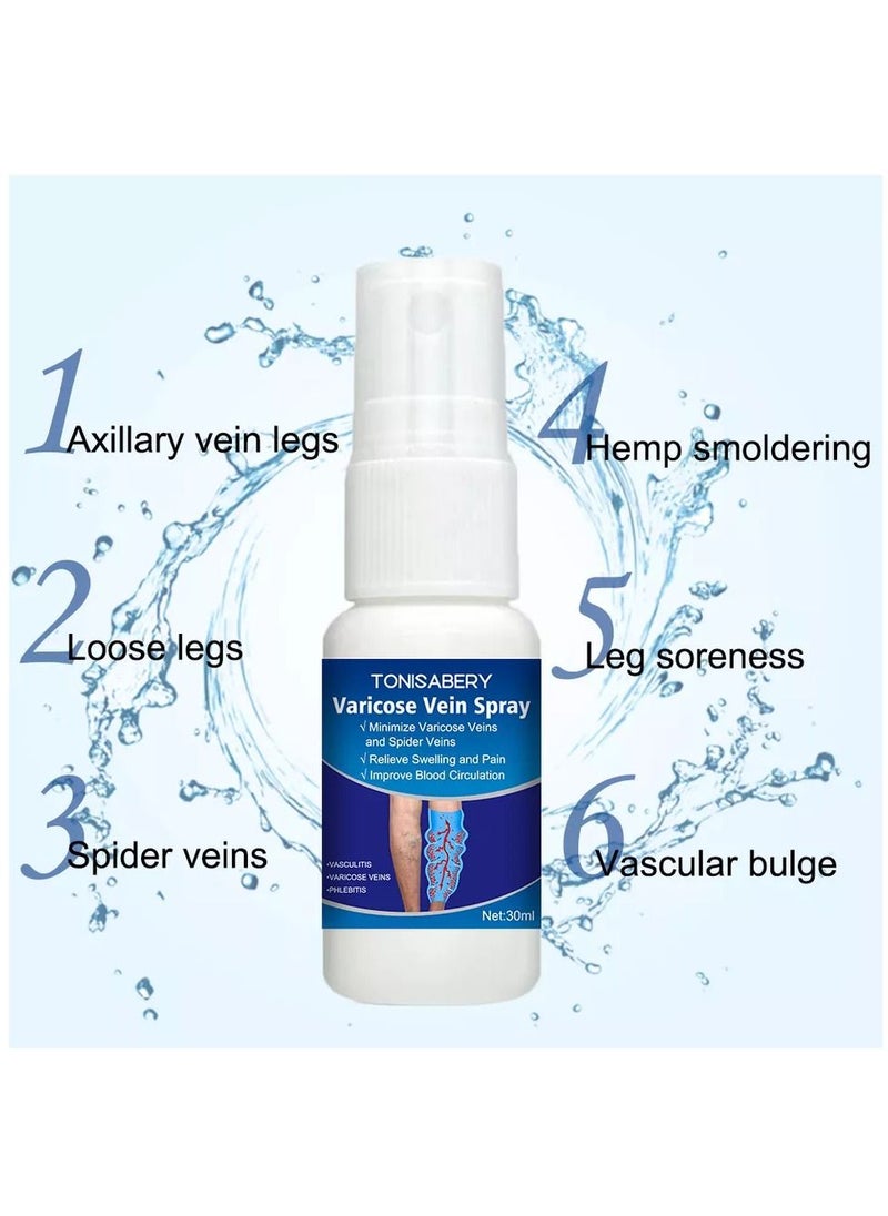 TONISABERY - Varicose Veins Treatment Spray Vein Healing Varicose Veins Treatment Spray Varicose Veins Treatment for Legs Varicose Veins Miracle Spray Improve Blood Circulation 30ml - Image 1