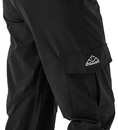 Rdruko Women's Hiking Cargo Pants Lightweight Water-Resistant Quick Dry UPF 50+ Travel Work Pants Zipper Pockets Black Medium - Image 4