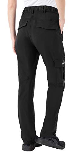 Rdruko Women's Hiking Cargo Pants Lightweight Water-Resistant Quick Dry UPF 50+ Travel Work Pants Zipper Pockets Black Medium - Image 3