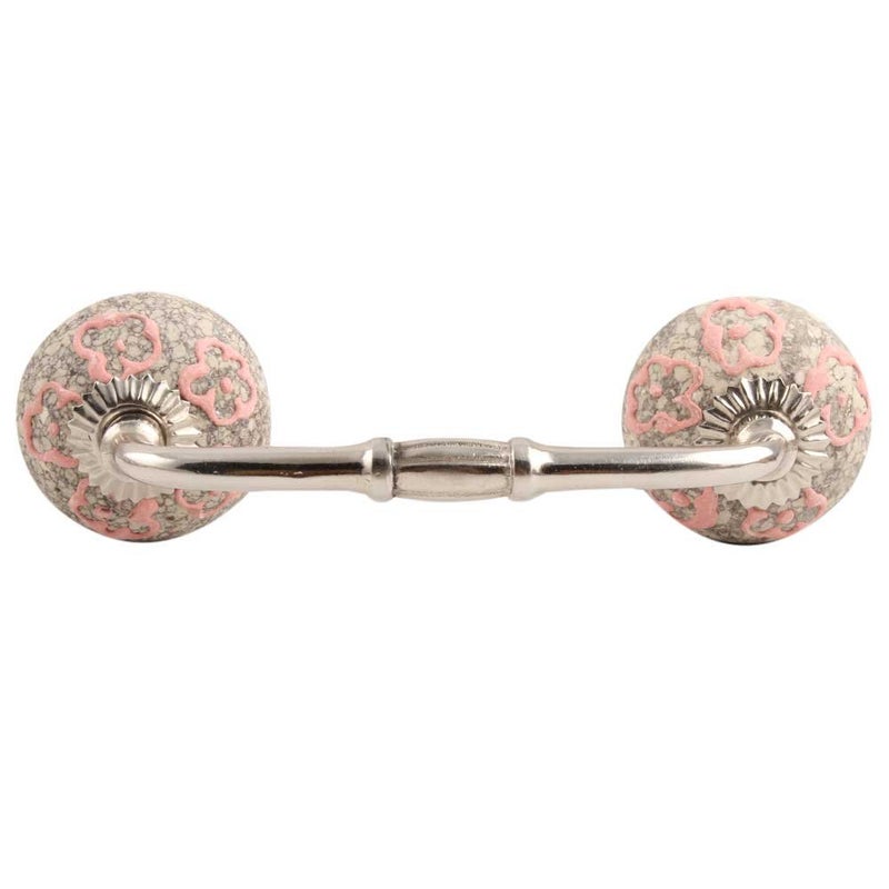 Indian-Shelf IndianShelf 1 Pack Pink Kitchen Cabinet Handles for Drawer Pulls Door Dresser Silver Hardware 6 Hole to Hole BH504CRACK114 