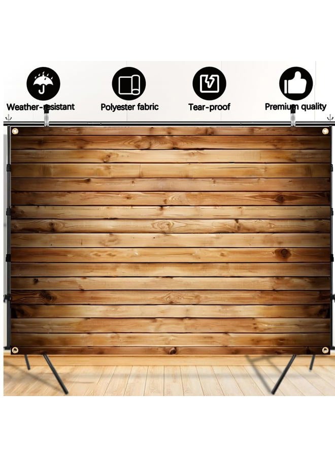 Gaofly Wooden Backdrop with 19.68FT Ribbon for Photography, Vintage Brown Wood Wall Background for Birthday Decorations (Wooden Backdrop, 7x5FT) - Image 3