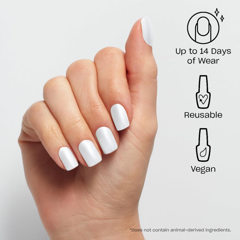 OPI On Point Kyoto Pearl | Short Round White Shimmer Satin Press On Nails | With Nail Glue | Long Lasting, Reusable, Non-damaging - Image 2
