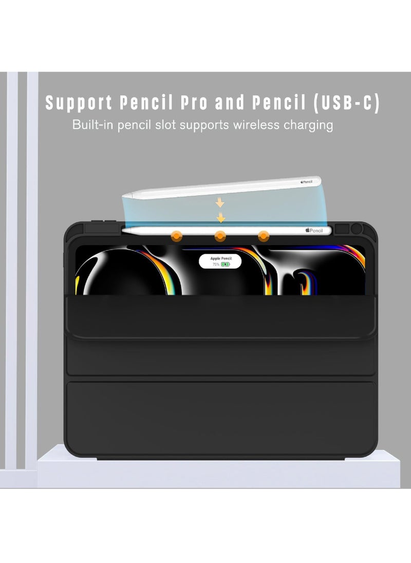 Rock Pow - Cover Case For iPad Pro 11 Inch Case M4 2024 (5th Generation)  A2836, A2837 with Pencil Holder Smart iPad Case [Support Pencil Pro and Pencil (USB-C)] Support Touch ID and Auto Wake/Sleep - Image 1