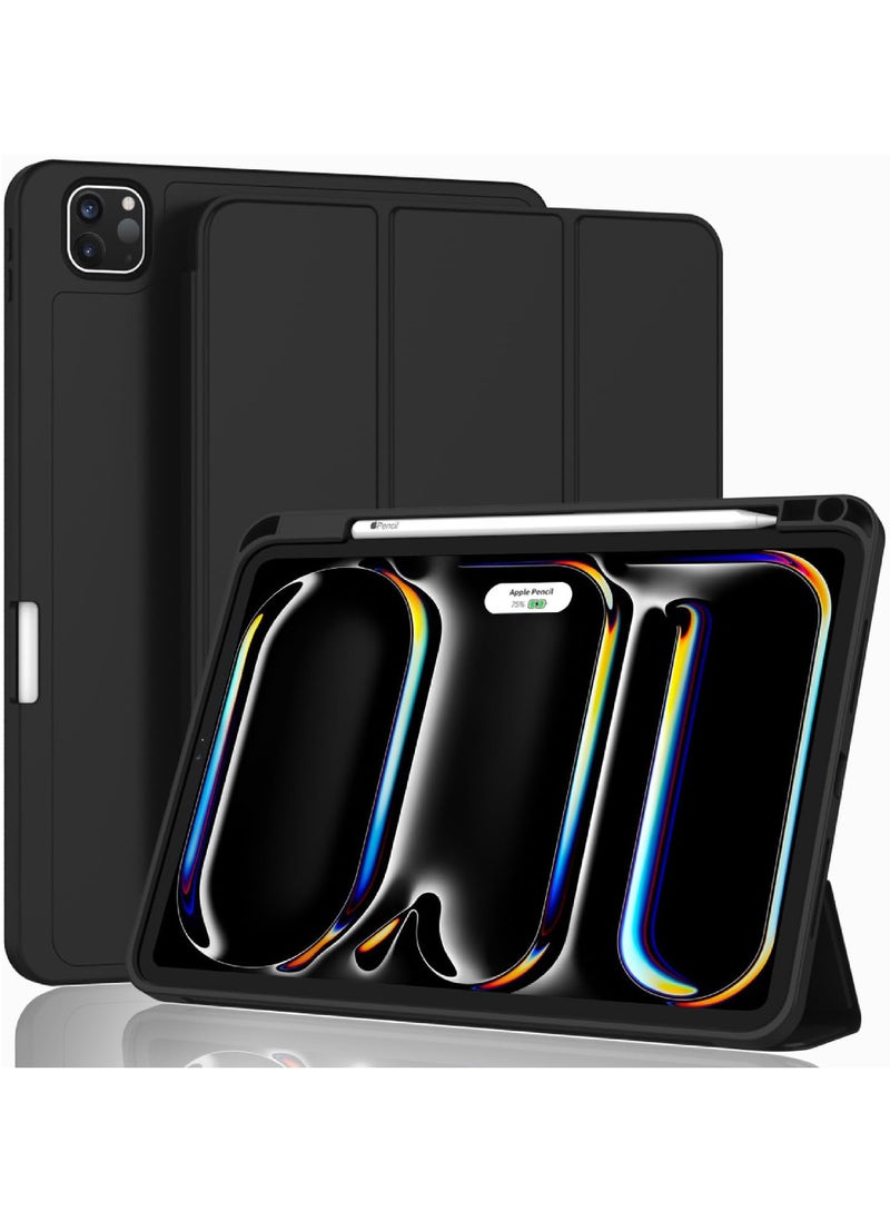 Rock Pow - Cover Case For iPad Pro 11 Inch Case M4 2024 (5th Generation)  A2836, A2837 with Pencil Holder Smart iPad Case [Support Pencil Pro and Pencil (USB-C)] Support Touch ID and Auto Wake/Sleep - Image 1