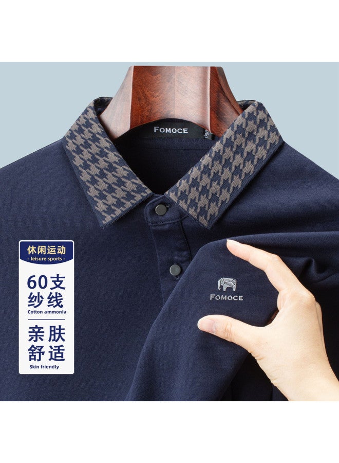 Fomoce 2024 Spring/summer Soft & Comfortable Casual Versatile Long-sleeve Polo Shirt For Men - Image 2