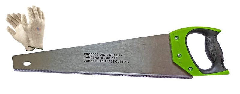 Mass Pro Mass Pro 18 Double Ground Nickel Chromium Steel Hacksaw Hand Saw With GLOVES With Plastic Rubber Grip Handle  - Image 1