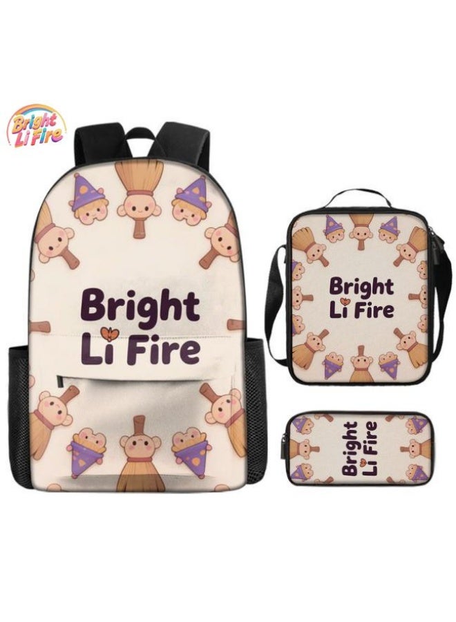 Bright Li Fire Three-piece set of cartoon bags, easily cope with various occasions (students, children, friends' outings, mountain climbing, schooling, etc.) | Backpack + hand-held + stationery bag | School season/holiday gifts - 89 - Image 1