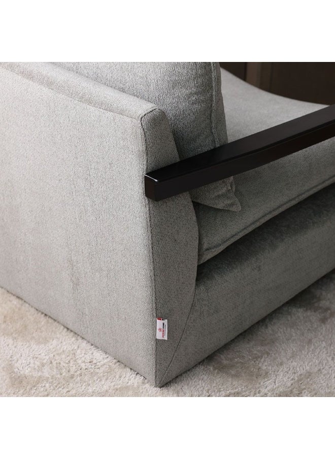 DANUBE HOME Tanza 1 Seater Fabric Sofa Armchair Modern Design Single Seater Accent Chair Comfortable Living Room Furniture - Grey  - Image 1