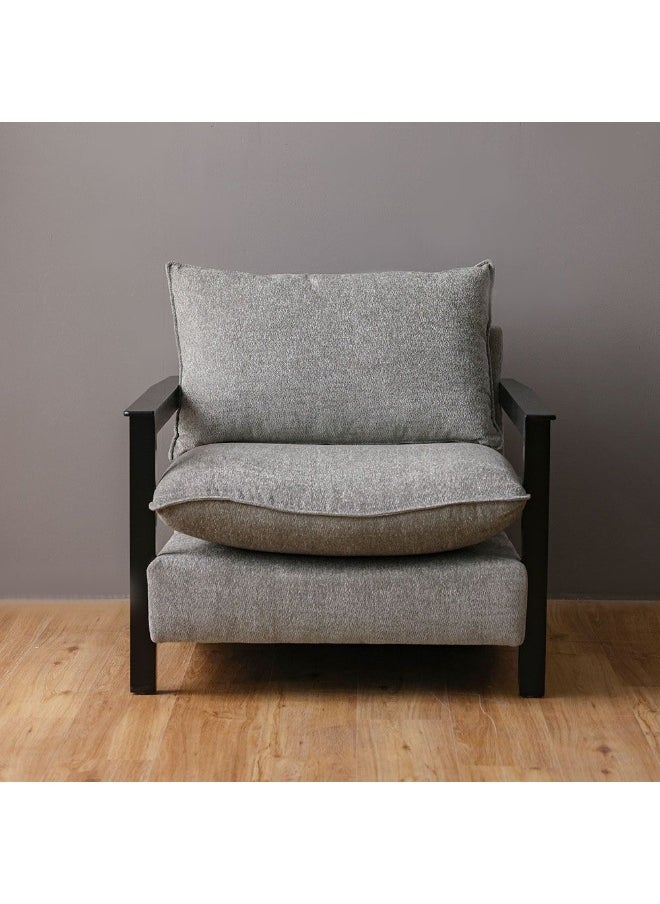 DANUBE HOME Tanza 1 Seater Fabric Sofa Armchair Modern Design Single Seater Accent Chair Comfortable Living Room Furniture - Grey  - Image 3