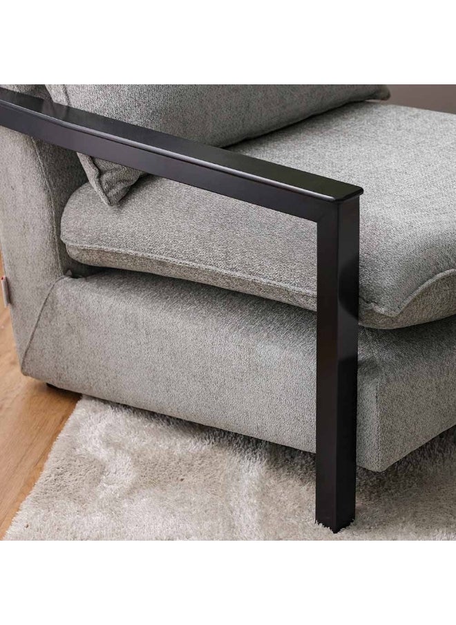DANUBE HOME Tanza 1 Seater Fabric Sofa Armchair Modern Design Single Seater Accent Chair Comfortable Living Room Furniture - Grey  - Image 2