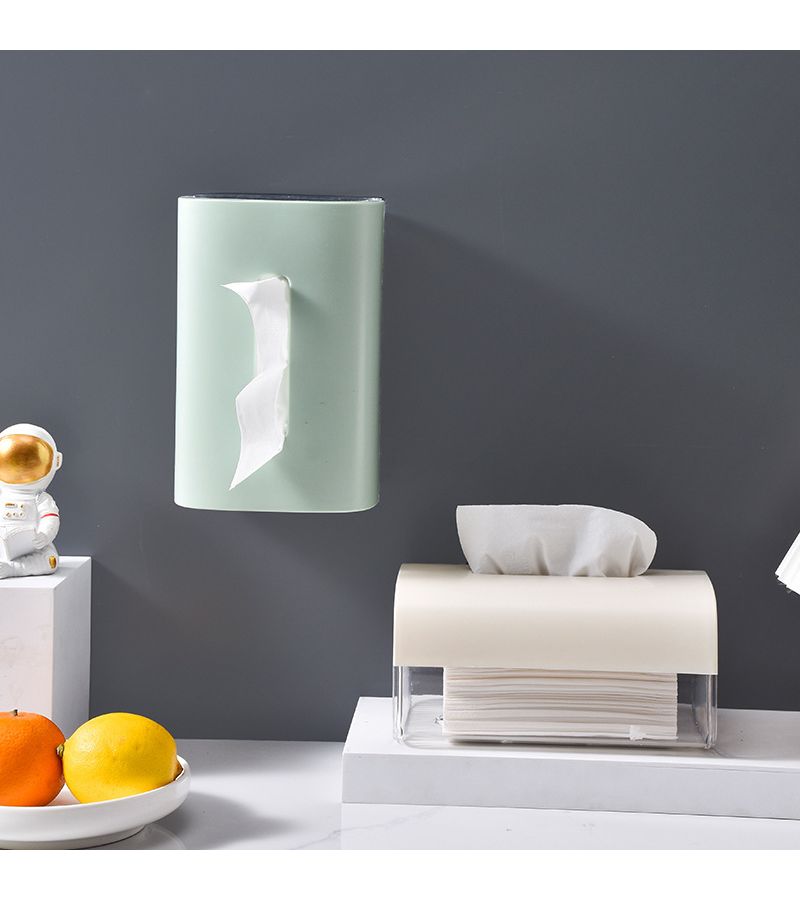 Green Wall Mounted Tissue Box With Automatic Pop Up No Drill Installation - Image 3