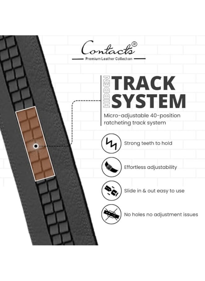 CONTACTS Genuine Leather Belt for Men with Easier Adjustable Autolock Buckle Micro Adjustable Belt Fit Everywhere  Formal and Casual  Elegant Gift Box  - Image 3