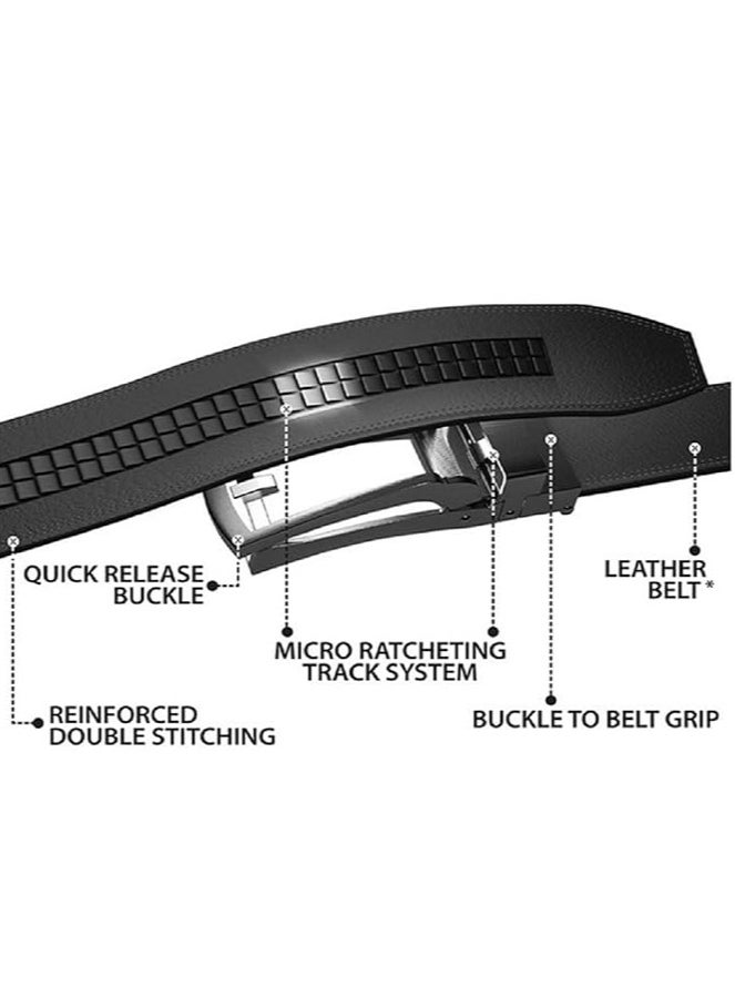 CONTACTS Genuine Leather Belt for Men with Easier Adjustable Autolock Buckle Micro Adjustable Belt Fit Everywhere  Formal and Casual  Elegant Gift Box  - Image 5