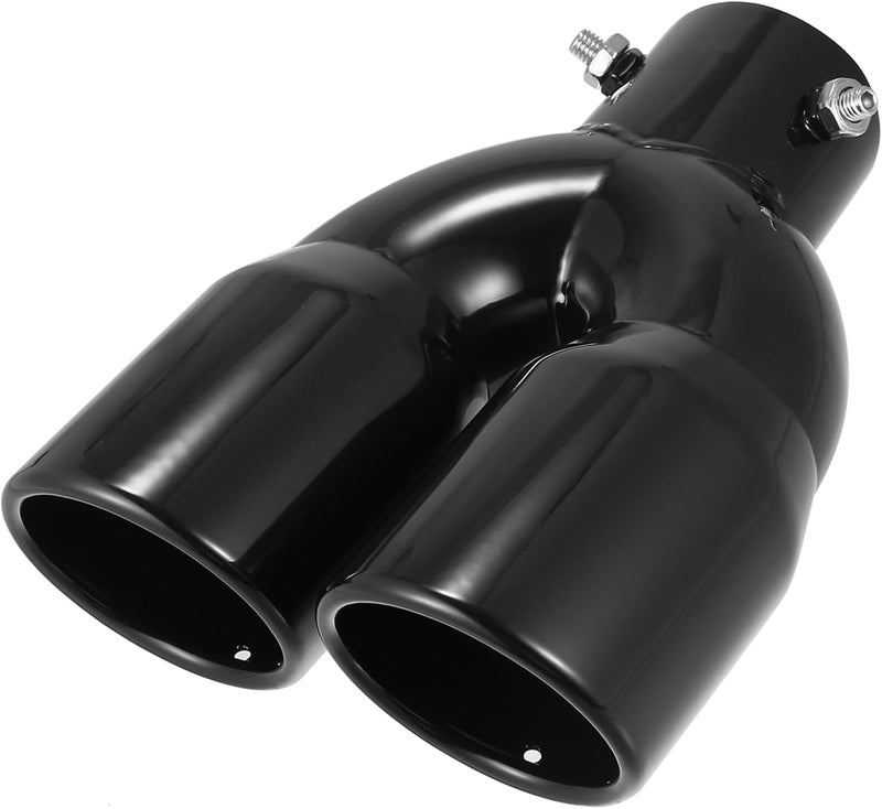 REPAIROCK Dual Exhaust Tip 62mm 2.44" Inlet Stainless Steel Glossy Black - Image 1
