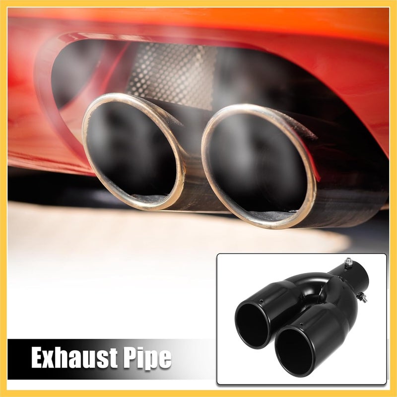 REPAIROCK Dual Exhaust Tip 62mm 2.44" Inlet Stainless Steel Glossy Black - Image 2