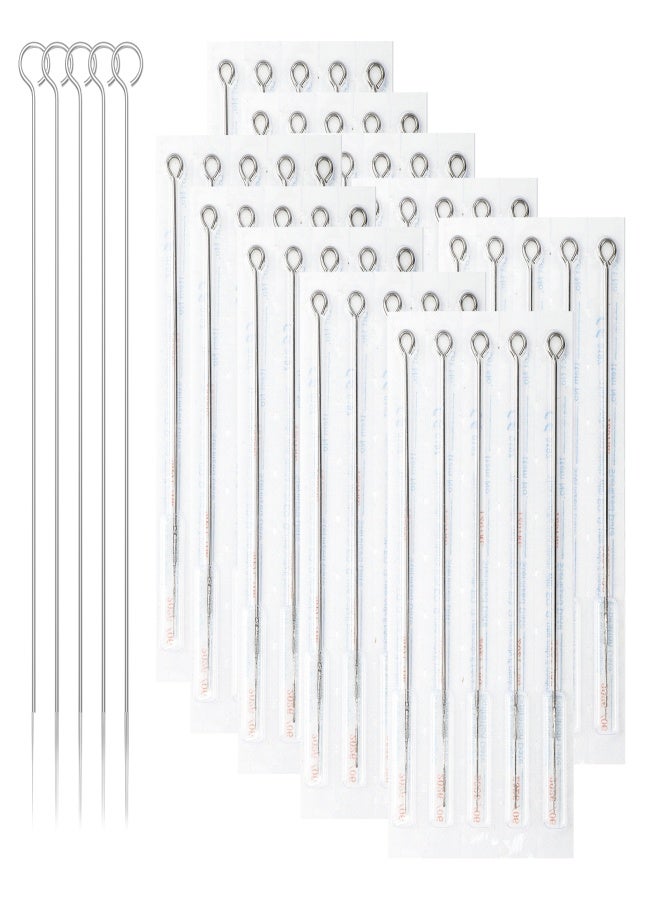 مجموعة إبر وشم متنوعة مكونة من 50 قطعة، من الفولاذ المقاوم للصدأ، بأحجام 1RL، 3RL، 5RL، 7RL، 9RL، لرسم خطوط دائرية احترافية للوشم الدائم. - Image 1