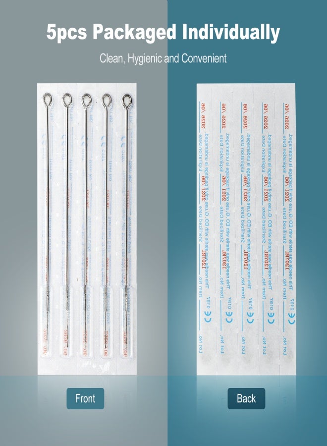 مجموعة إبر وشم متنوعة مكونة من 50 قطعة، من الفولاذ المقاوم للصدأ، بأحجام 1RL، 3RL، 5RL، 7RL، 9RL، لرسم خطوط دائرية احترافية للوشم الدائم. - Image 4