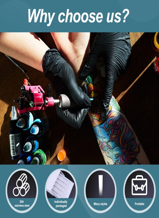 مجموعة إبر وشم متنوعة مكونة من 50 قطعة، من الفولاذ المقاوم للصدأ، بأحجام 1RL، 3RL، 5RL، 7RL، 9RL، لرسم خطوط دائرية احترافية للوشم الدائم. - Image 5