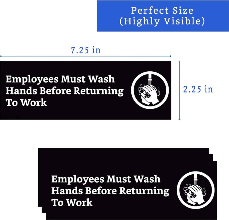 GLOBE ROCKET Employees Must Wash Hands Sign - 4 Labels - Image 2