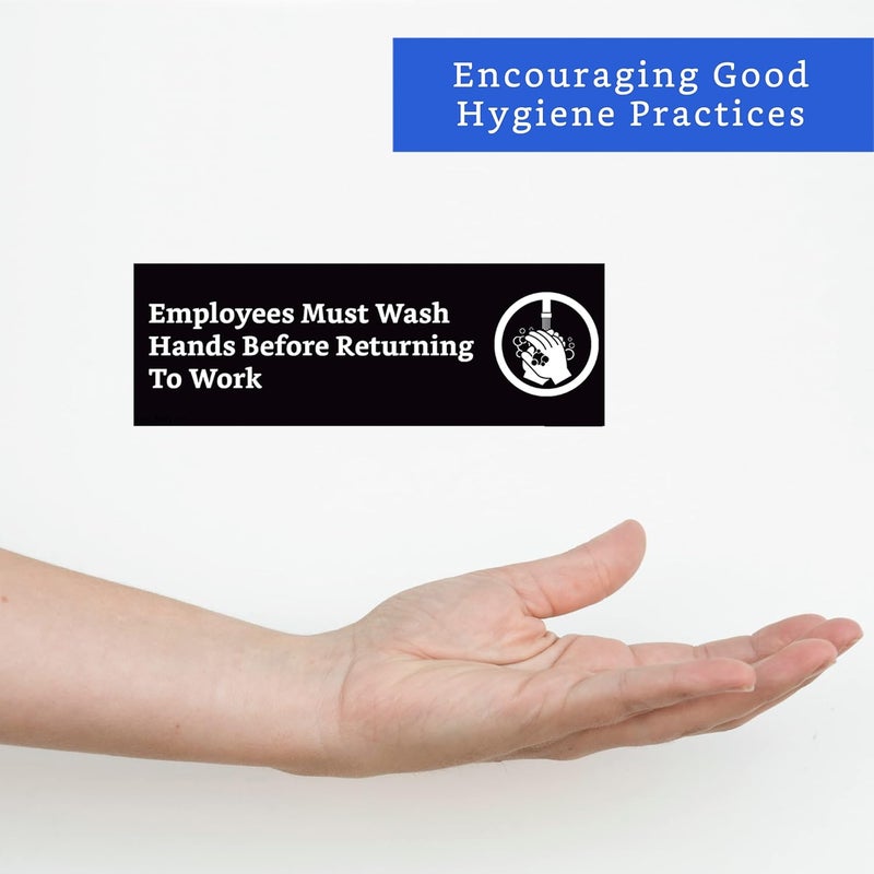 GLOBE ROCKET Employees Must Wash Hands Sign - 4 Labels - Image 3