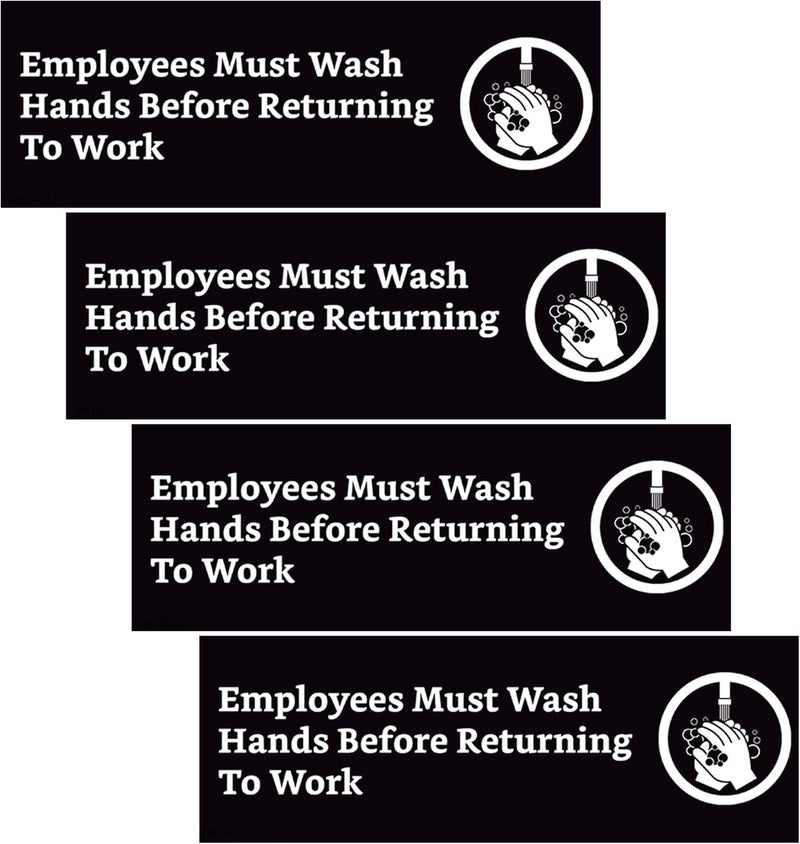 GLOBE ROCKET Employees Must Wash Hands Sign - 4 Labels - Image 1