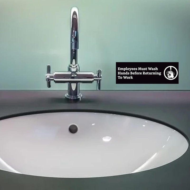 GLOBE ROCKET Employees Must Wash Hands Sign - 4 Labels - Image 5
