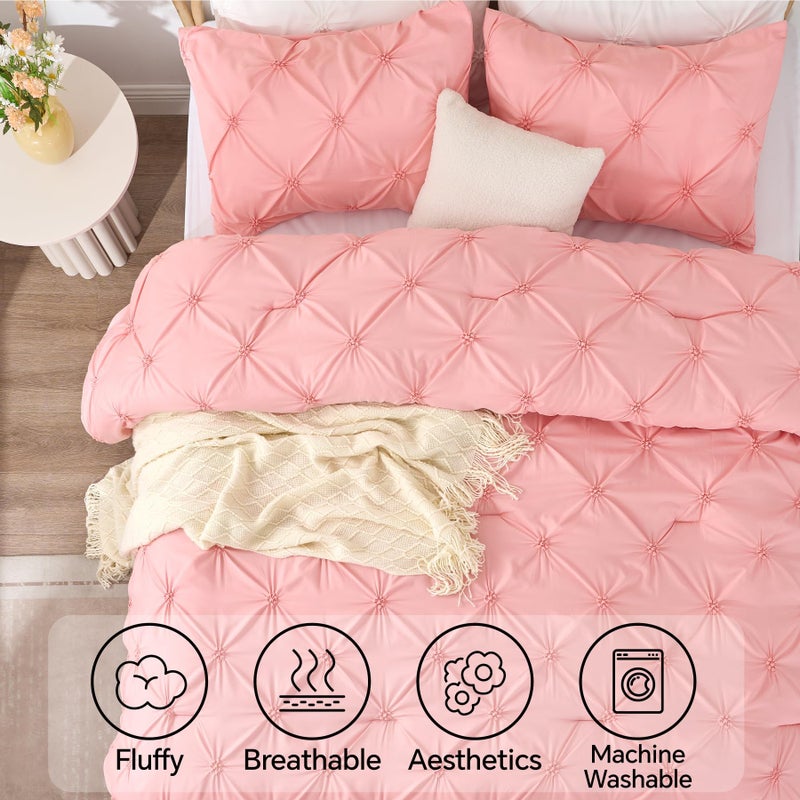 BEDELITE California King Comforter Set - 3 Peices Boho Pintuck Bedding Comforter Sets, Lightweight Soft & Warm Twin Bedding Sets with 2 Pillowcase for All Season - Image 5