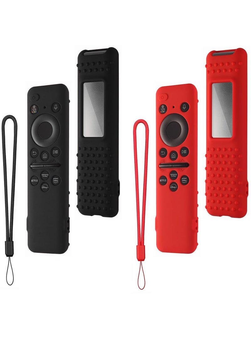 Excefore Case for Samsung Remote Control 2023, Compatible with TM2360E / TM2361E BN59-01432A / 01432J Anti Slip Smart TV Solar Cell Remote Shockproof Silicone Protective Cover, Red + Black - Image 1