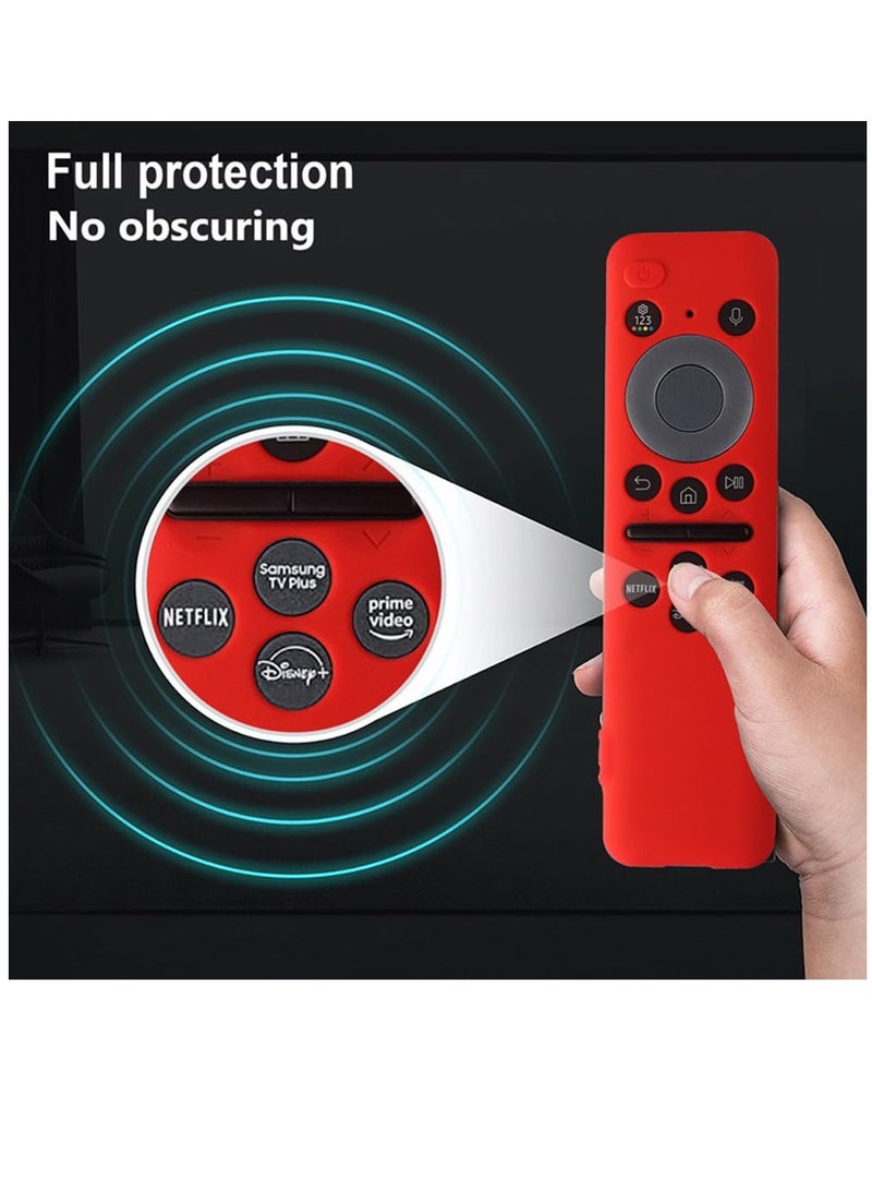 Excefore Case for Samsung Remote Control 2023, Compatible with TM2360E / TM2361E BN59-01432A / 01432J Anti Slip Smart TV Solar Cell Remote Shockproof Silicone Protective Cover, Red + Black - Image 4