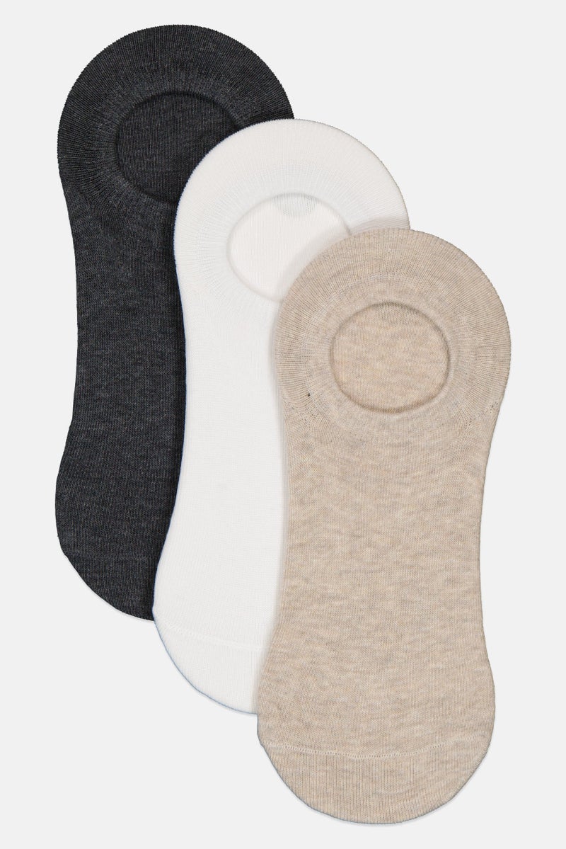 Rocawear Men 3 Pairs Heather Round Invisible Sock, Multicolor - Image 1