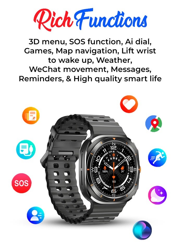 Charome Charome T14 Ultra Smart Watch Premium Black Edition Advanced Health Monitoring, Fitness Tracking, Long Battery Life, Water-Resistant, Touchscreen Display - Image 2