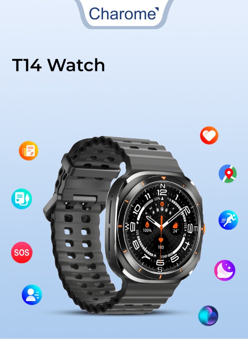 Charome Charome T14 Ultra Smart Watch Premium Black Edition Advanced Health Monitoring, Fitness Tracking, Long Battery Life, Water-Resistant, Touchscreen Display - Image 1