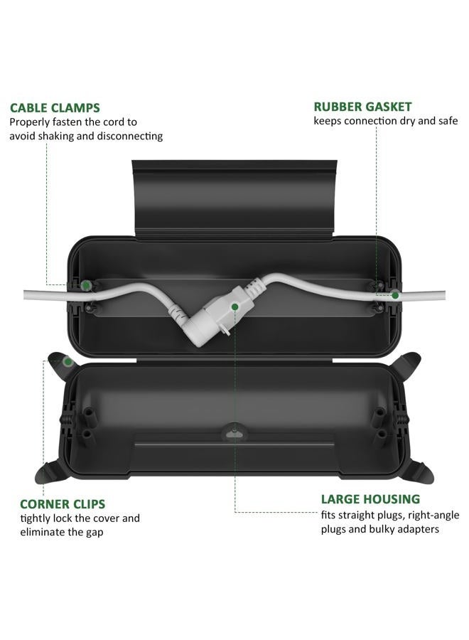 Flemoon Outdoor Extension Cord Safety Cover with Waterproof Protector Seal, Weatherproof Electrical Connection Box for Outdoor Outlets, Plugs, Sockets, Holiday Decorations, Power Tools, Fountains, Black - Image 3