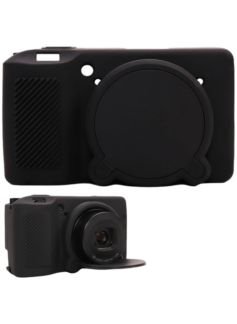 SYOSI Silicone Case for Ricoh GR III/GR IIIx Camera, Soft Lightweight Protective Rubber Case with Removable Lens Cover, Shockproof GR III/GR IIIx Accessories for Camera Protection (Black) - Image 1