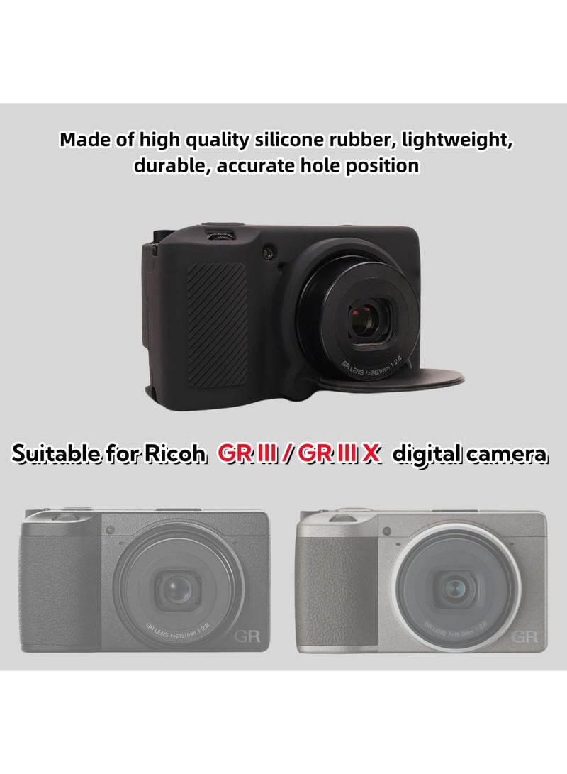 SYOSI Silicone Case for Ricoh GR III/GR IIIx Camera, Soft Lightweight Protective Rubber Case with Removable Lens Cover, Shockproof GR III/GR IIIx Accessories for Camera Protection (Black) - Image 3