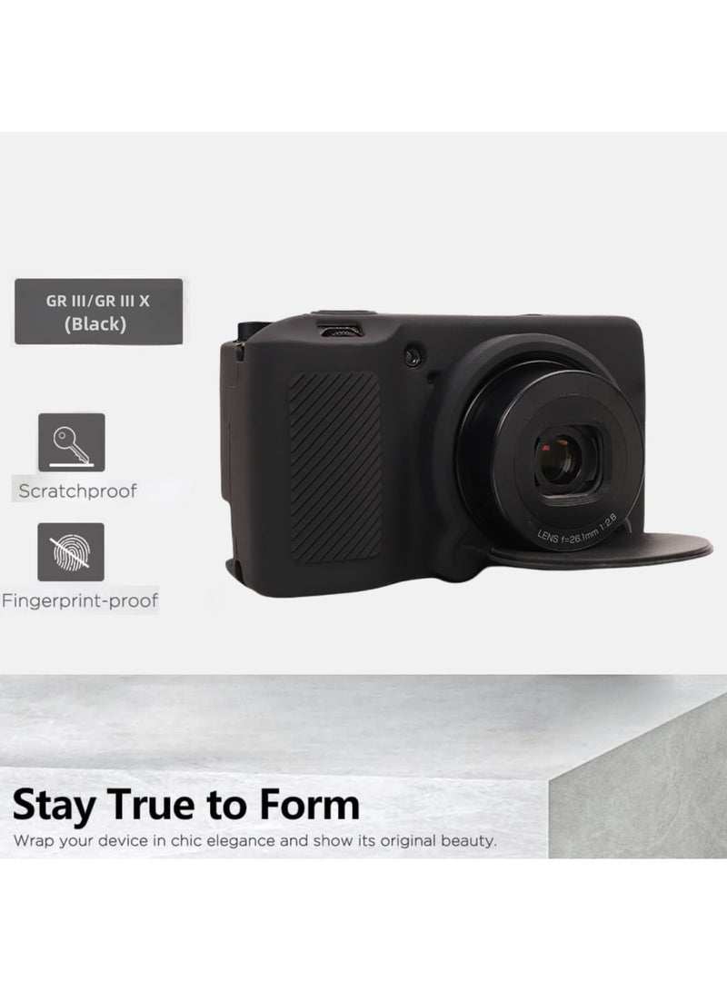 SYOSI Silicone Case for Ricoh GR III/GR IIIx Camera, Soft Lightweight Protective Rubber Case with Removable Lens Cover, Shockproof GR III/GR IIIx Accessories for Camera Protection (Black) - Image 4